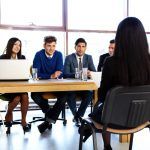 A team taking an interview to a person showing communication skills and confidence